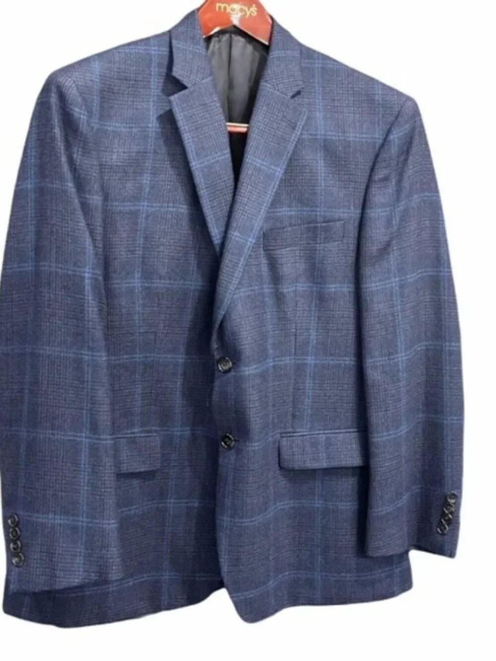 Lauren Ralph Lauren Men's 100% Wool Sport Coat Blazer Blue Plaid 42S Two Button